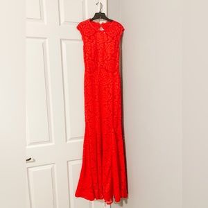 Red gown all lace with lining worn for photo shoot only